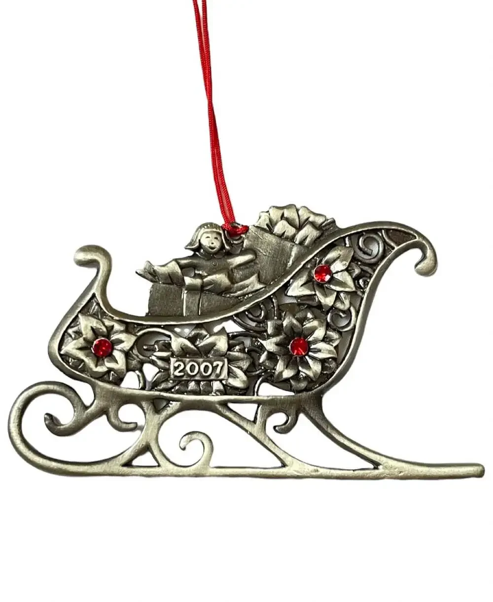 Vintage 2007 Anuall Pewter Avon Ornament Sleight